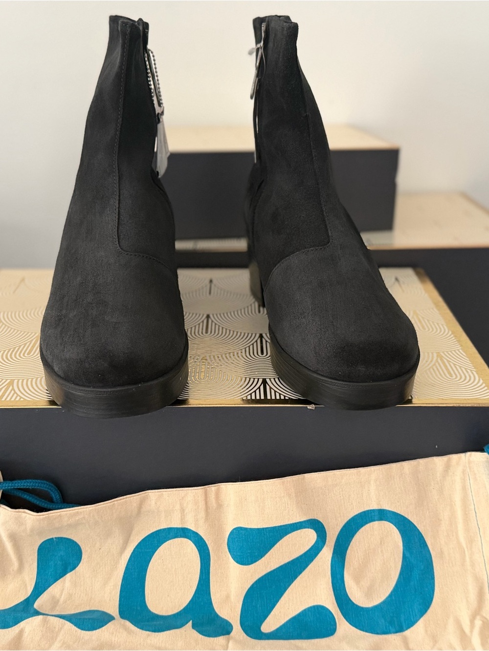 Women's Black Suede Ankle Rain Boots